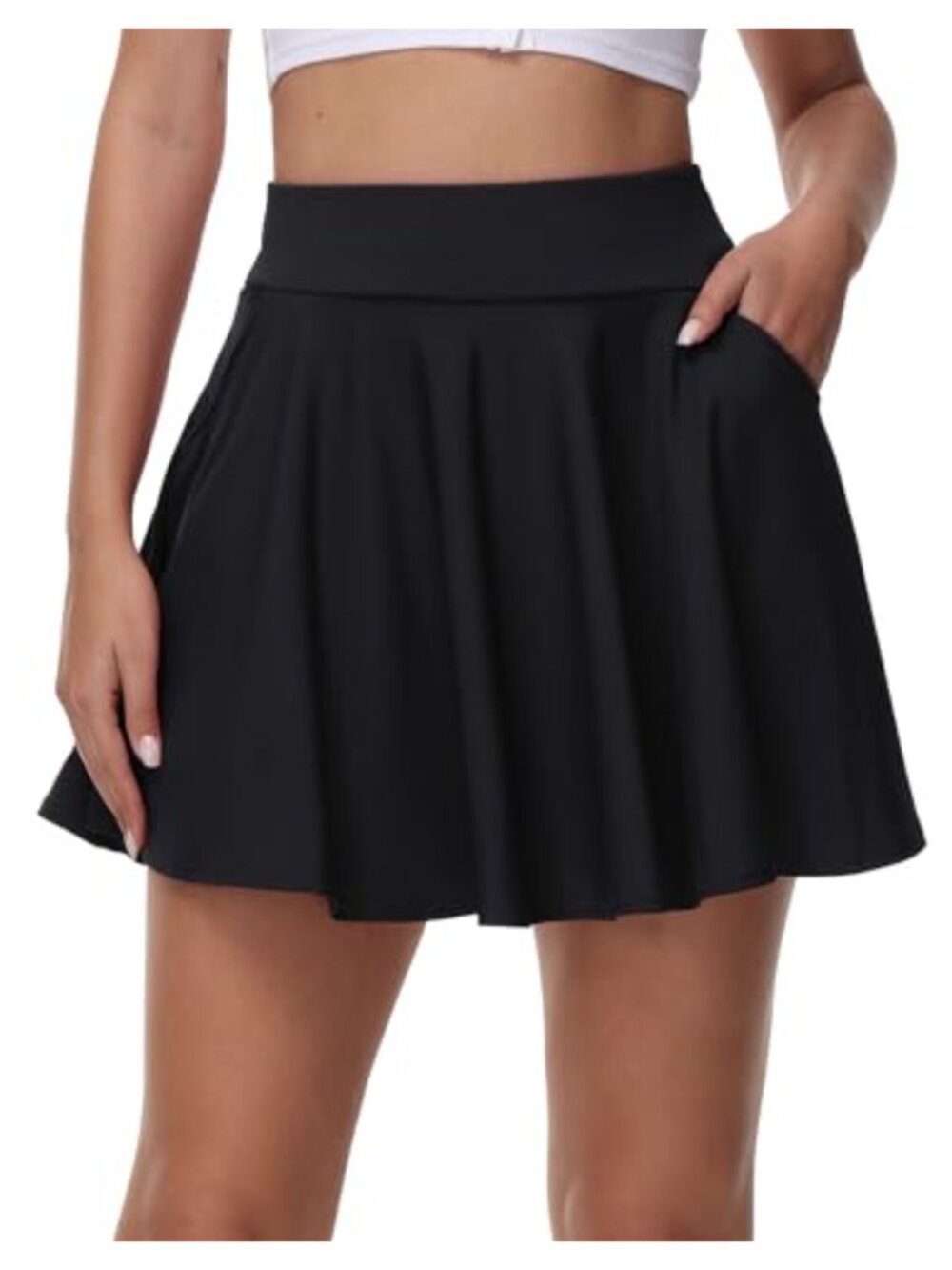 Women's Mini Skater Skirt with Pockets and Built-in Shorts